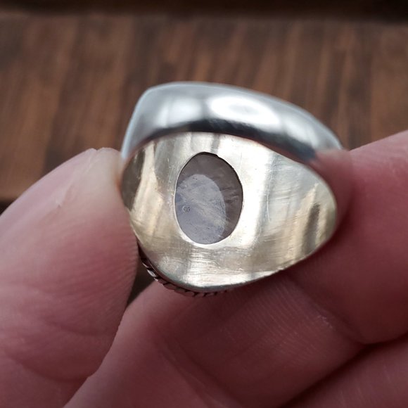 Size 7.5 925 Sterling Silver Oval Large Beautiful Moonstone Ring - Picture 7 of 10